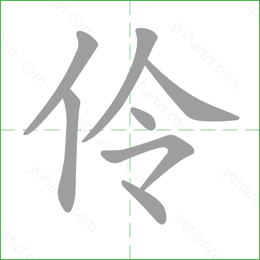 伶 Stroke Order Animation
