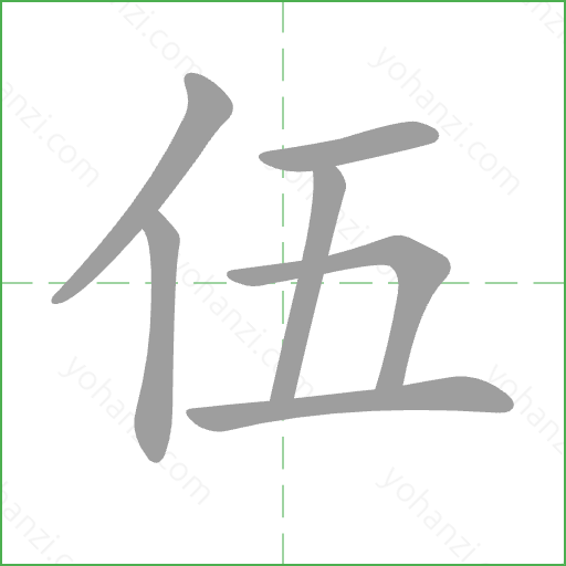 伍 Stroke Order Animation