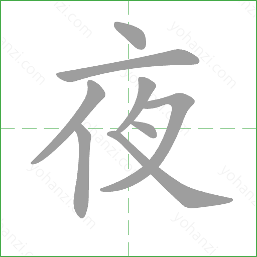 夜 Stroke Order Animation