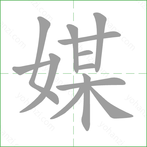 媒 Stroke Order Animation