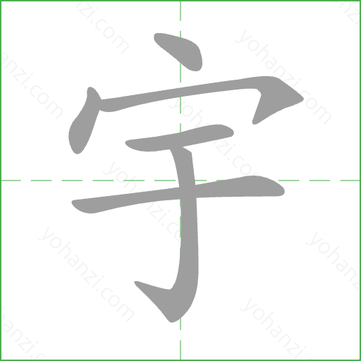 宇 Stroke Order Animation