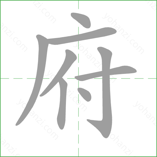 府 Stroke Order Animation