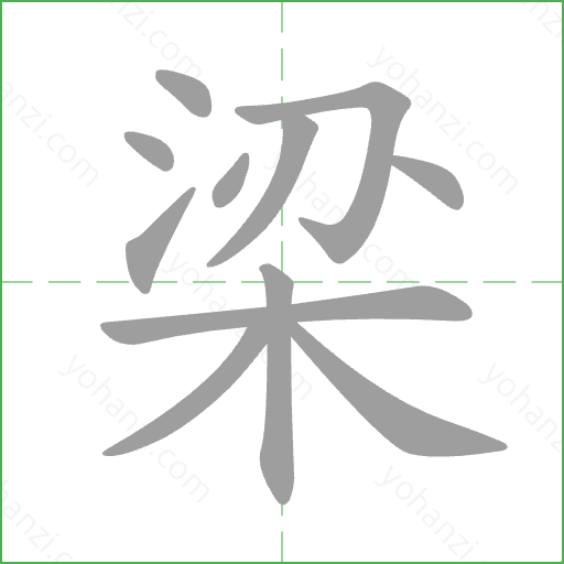 梁 Stroke Order Animation
