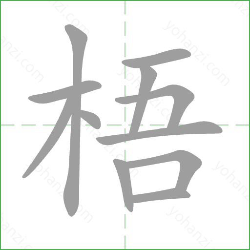 梧 Stroke Order Animation