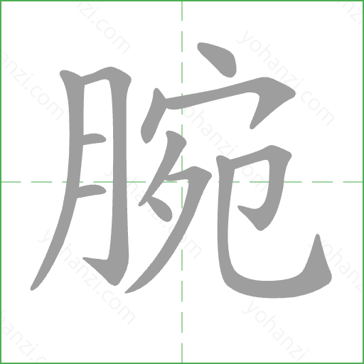 腕 Stroke Order Animation