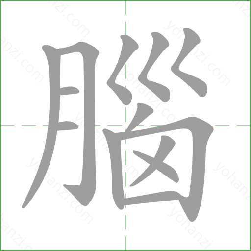 腦 Stroke Order Animation