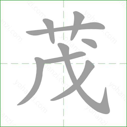 茂 Stroke Order Animation