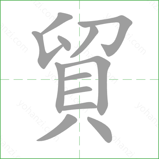 貿 Stroke Order Animation