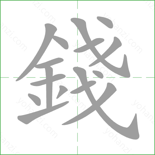 錢 Stroke Order Animation