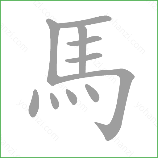 馬 Stroke Order Animation
