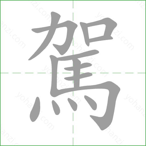 駕 Stroke Order Animation