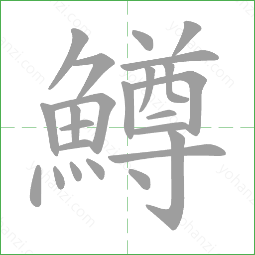鱒 Stroke Order Animation
