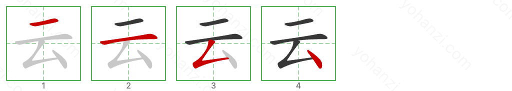 云 Stroke Order Diagrams