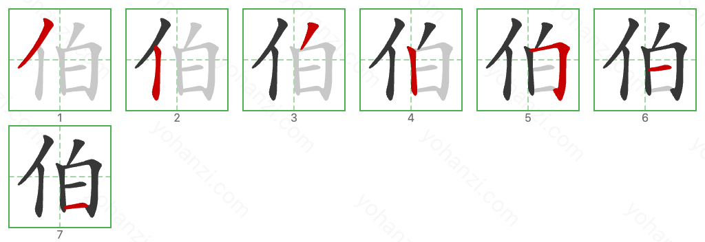 伯 Stroke Order Diagrams