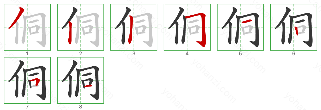 侗 Stroke Order Diagrams