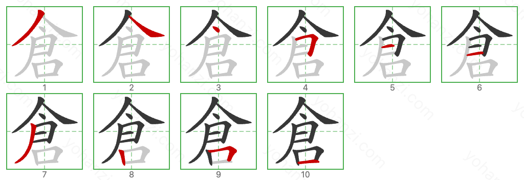 倉 Stroke Order Diagrams