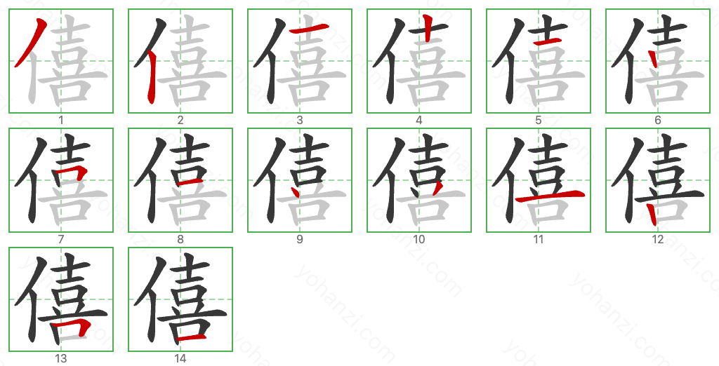 僖 Stroke Order Diagrams
