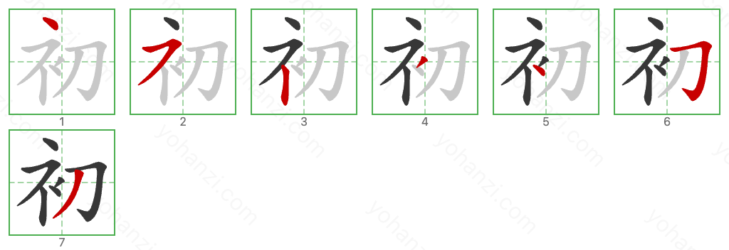 初 Stroke Order Diagrams