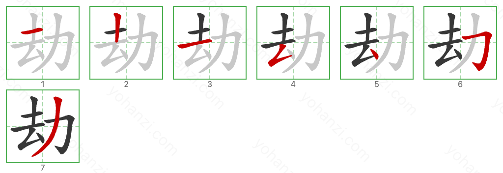 劫 Stroke Order Diagrams