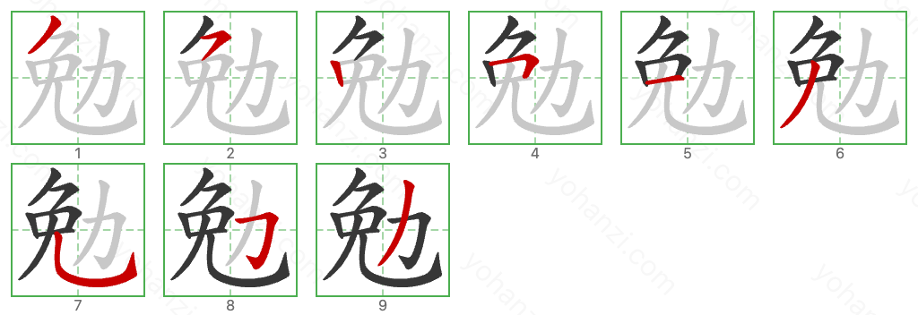 勉 Stroke Order Diagrams