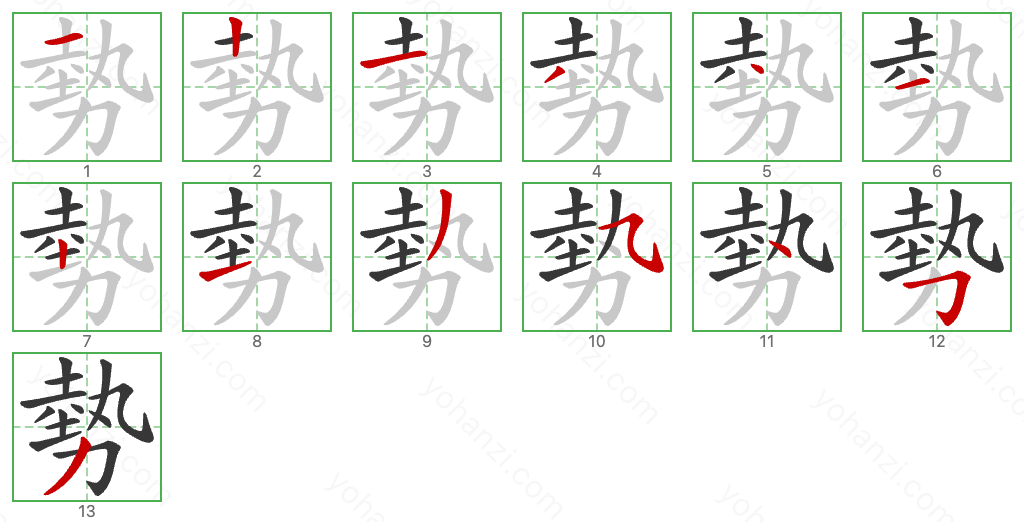 勢 Stroke Order Diagrams