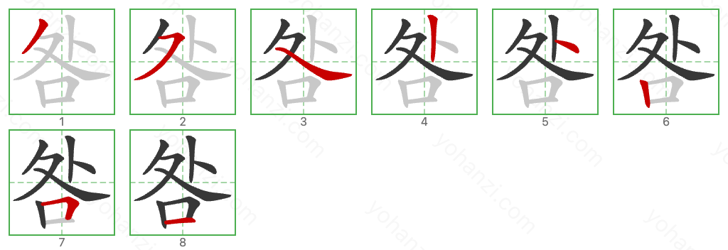 咎 Stroke Order Diagrams