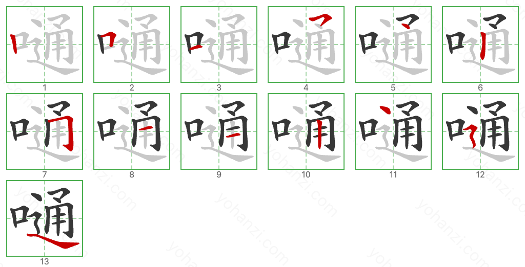 嗵 Stroke Order Diagrams