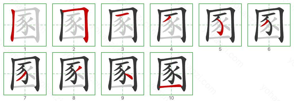 圂 Stroke Order Diagrams