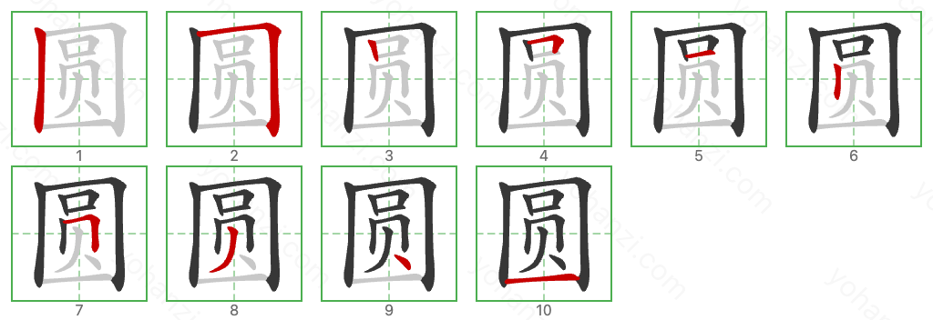 圆 Stroke Order Diagrams