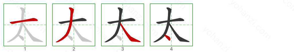太 Stroke Order Diagrams