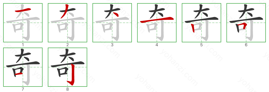 奇 Stroke Order Diagrams