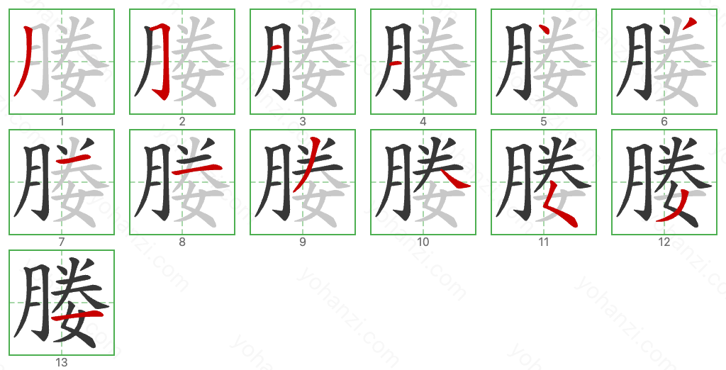 媵 Stroke Order Diagrams