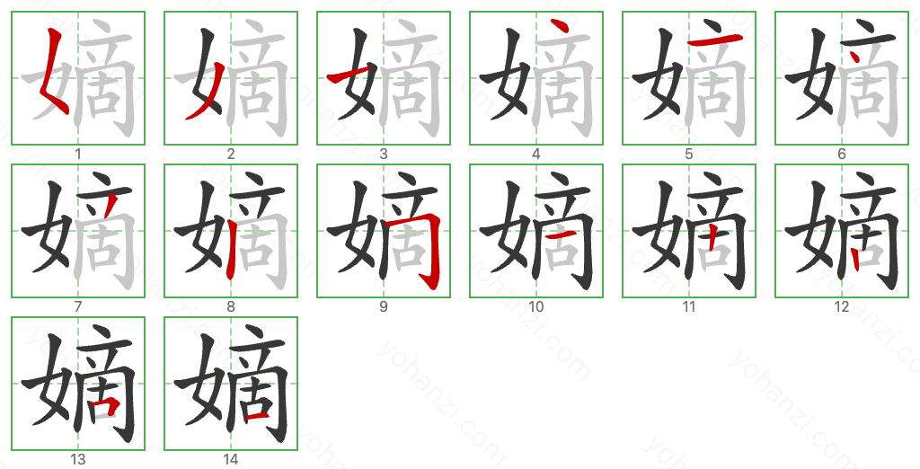 嫡 Stroke Order Diagrams