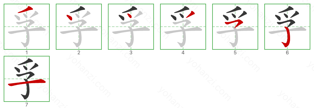 孚 Stroke Order Diagrams