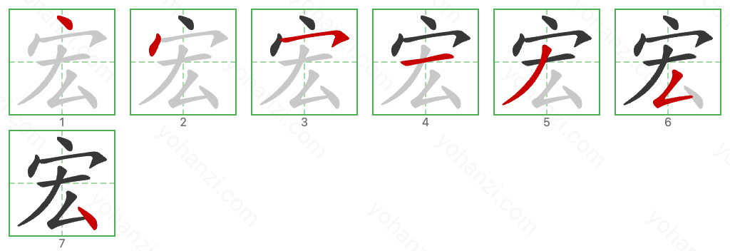 宏 Stroke Order Diagrams