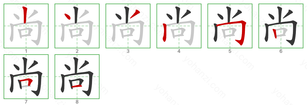 尚 Stroke Order Diagrams