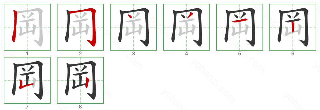 岡 Stroke Order Diagrams