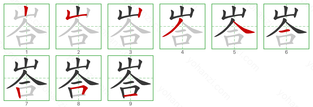 峇 Stroke Order Diagrams