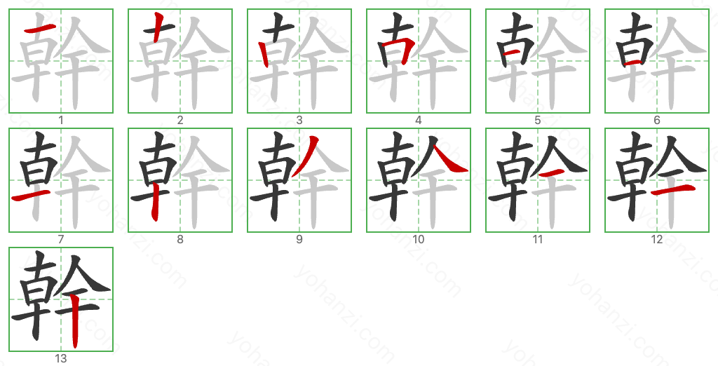 幹 Stroke Order Diagrams
