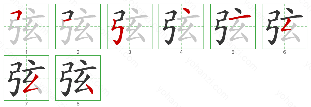 弦 Stroke Order Diagrams
