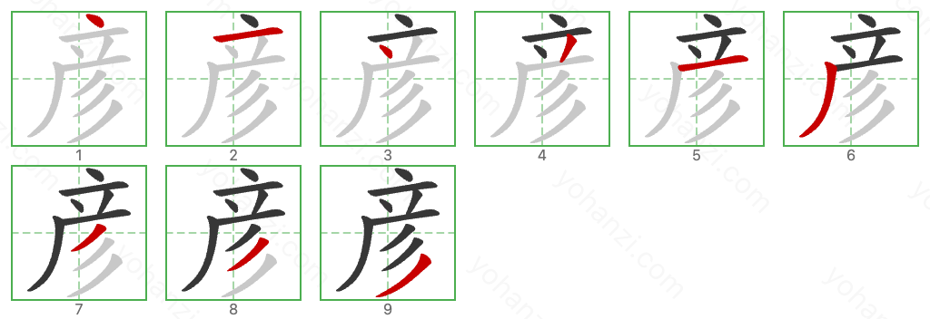 彦 Stroke Order Diagrams