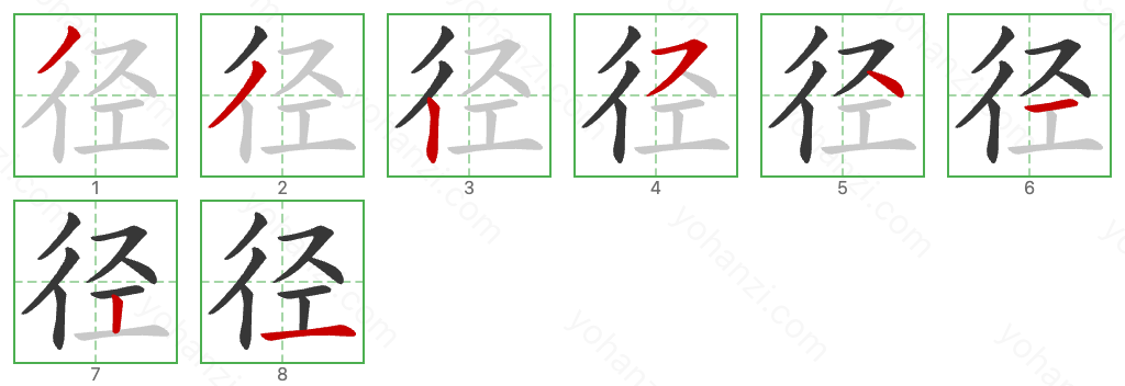 径 Stroke Order Diagrams