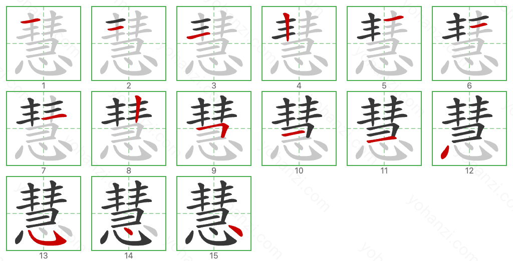 慧 Stroke Order Diagrams
