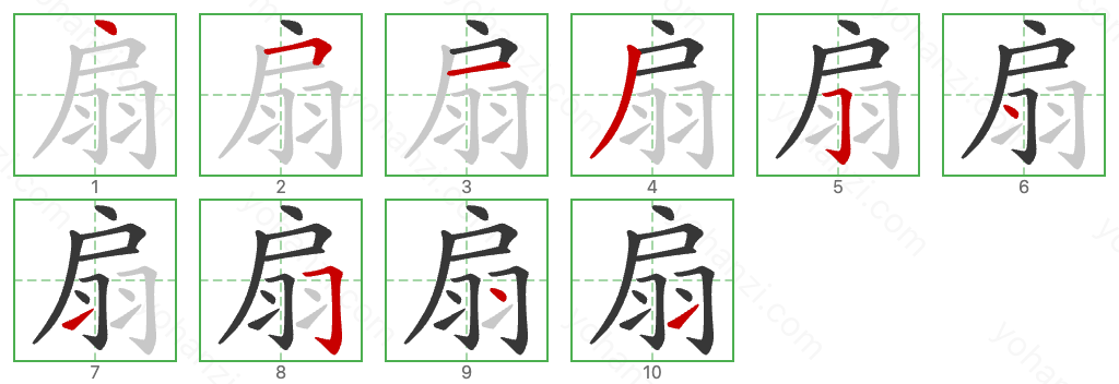 扇 Stroke Order Diagrams