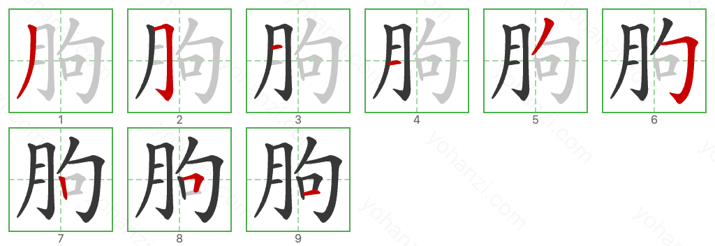 朐 Stroke Order Diagrams