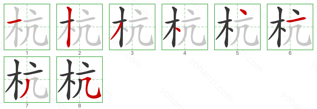杭 Stroke Order Diagrams
