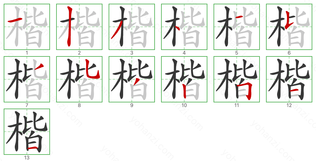 楷 Stroke Order Diagrams