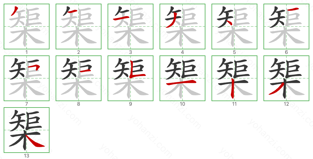 榘 Stroke Order Diagrams