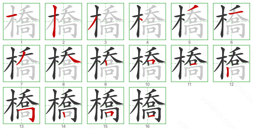 橋 Stroke Order Diagrams