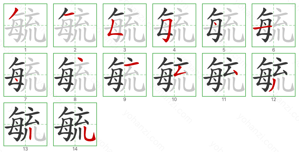 毓 Stroke Order Diagrams